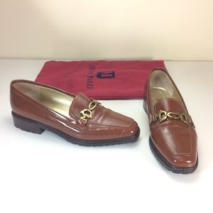Bruno Magli Brown Patent Leather Horse Bit Shoes